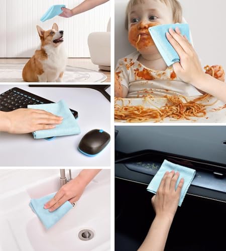 Image of 20-Count Microfiber Cleaning Cloth Multipurpose Cleaning Cloth Roll Pre-Cut Tear Away Microfiber Cleaning Cloth Roll Kitchen Cloth for Cleaning Highly Absorbent Reusable(Pack of-1) (Blue)