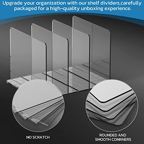 Purse Organizer For Closet, Clear Shelf Dividers,Adjustable Acrylic Shelf Divider For Clothes Purses Handbag Closet Organizer, Adjustable For Bedroom, Kitchen, Cabinets,Acrylic Bookshelf (4 Dividers) #TOP4