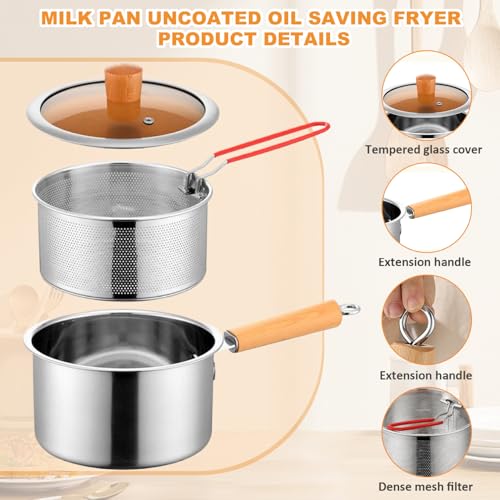 Bratopf, 304 Edelstahl -Fritteuse -Topf mit Siebkorb und Griff, Mini Herd Top Frittyer mit sichtbarem Deckel und Zange für Braten -Fisch -Garnelen -Pommes, Herd Top Fryer Mini Friteuse – Bild 6