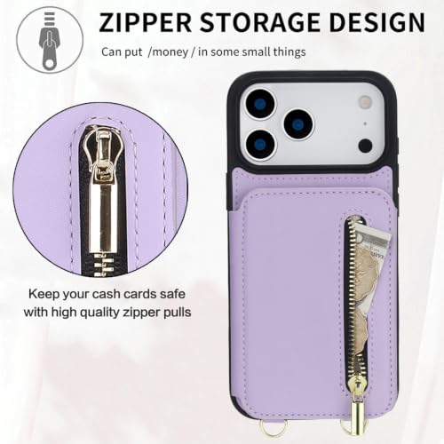 Étui portefeuille iPhone 7 cuir anti-chute avec fermeture éclair