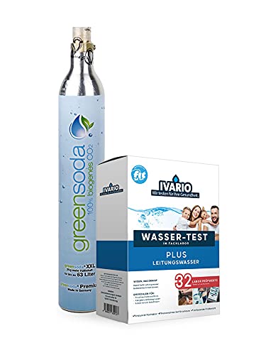 Sparpaket: Labor-Wassertest ''Plus'' (32 Prüfwerte) + greensoda® PREMIUM XXL Universal Bio Soda-Zylinder Cover