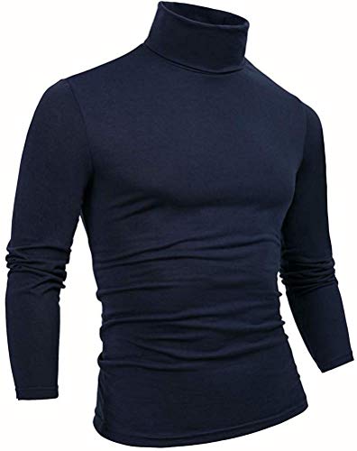 THWEI Mens Long Sleeve Turtleneck for Men Slim Fit Black Mock Turtleneck Pullover Sweater