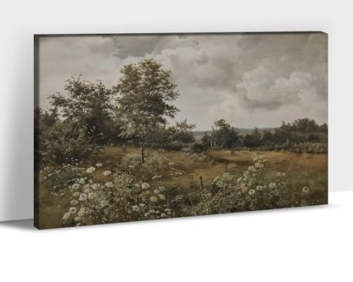UZMKM Vintage French Country Landscape Wall Picture, Spring Green Meadow