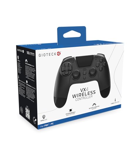 12 ore batteria vita Gioteck VX4 Controller wireless per PlayStation 4 (PS4) - Nero con pulsanti posteriori programmabili - Compatibile con Bluetooth