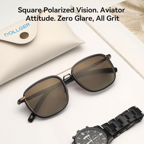 Dollger Polarized Trendy Sunglasses for Men Women Square Aviator UV Protection Lightweight Oversized Metal Sun Glassses3