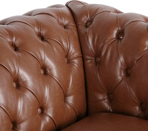 Image of Modern and Stylish 3 Seater Chesterfield Luxury Sofa with Valvet and Fabric Comfortable Sofa for Living Room, Dining Room, Hallway, and Office-(Brown).