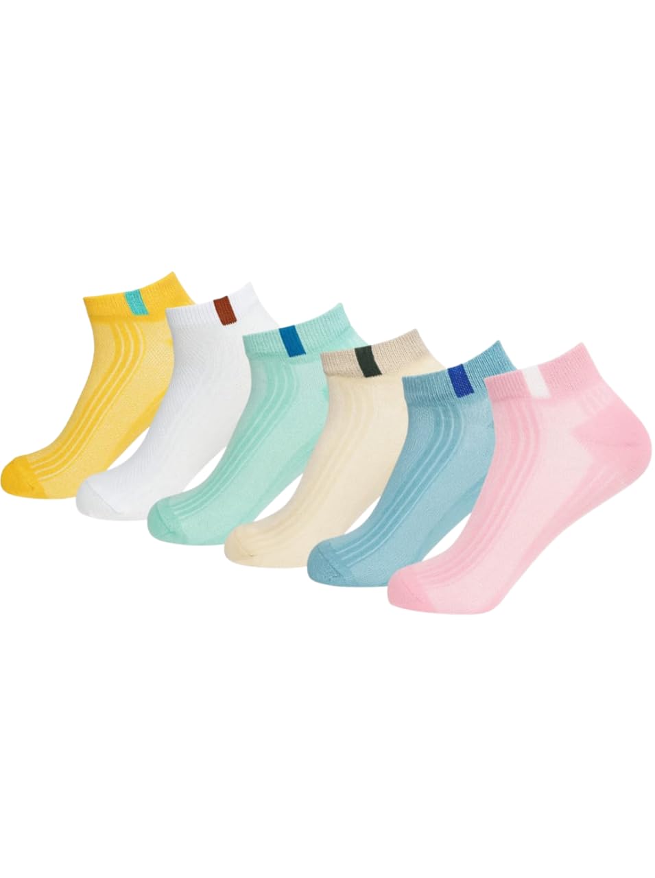 Women Ankle Length Cotton Socks Pack of 6, Soft Breathable Stretch Casual Low Lightweight Comfortable Sneaker, Multicolor-image-17