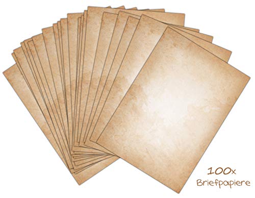 Vintage Briefpapier hell 100 Blatt im DIN A4 Format - beidseitig bedruckt in qualitativem 120g Papier - von Sophies Kartenwelt