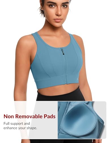 Image of Yvette Front Closure High Impact Sports Bra for Women | Cup Sizes A to DDD Up to 5XL, Sewn in Pads, No Underwire, Breathable Fabric Moisture-Wicking, Easy on and off, Full Coverage