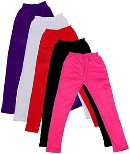 GenericTIK Tok Wears Soft Cotton Leggings for Girls Pack of 5 (Multicolor)