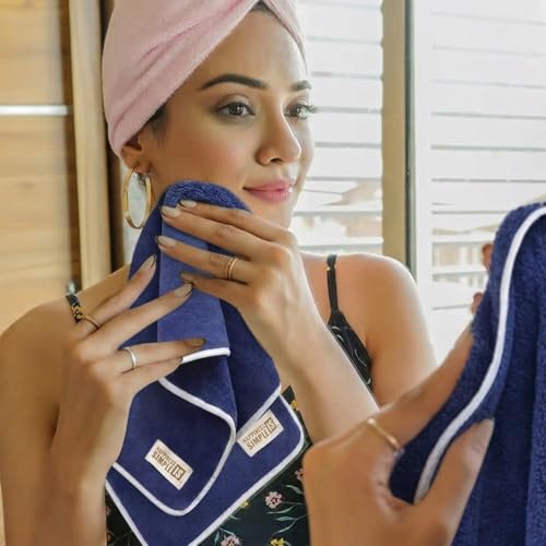 Image of LINEAR Microfiber Hand Towels /Small Size Towel /Face Towel /Towel for Men, Women & Babies /Ultra Soft, Absorbent & Quick Dry Towels for Gym, Travel 500 GSM (Blue-2)