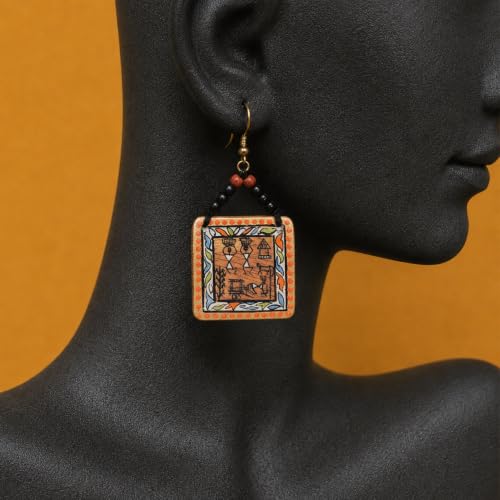 Image of Handcrafted Artistic & Tribal Earrings Collection for Women - Bohemian, Floral, Wooden & Ethnic Statement and Stud Designs