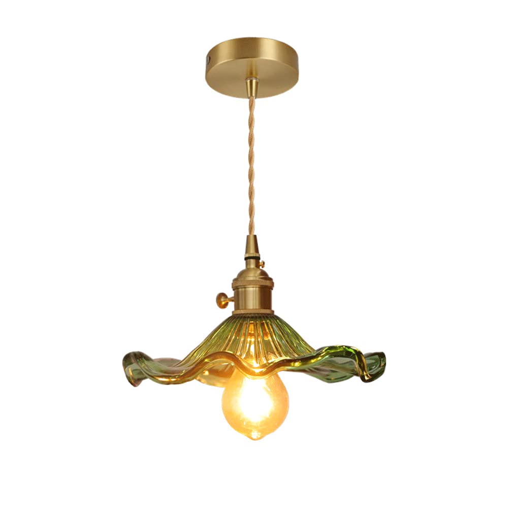 Modern Minimalist Pendant Lamp Creative Flowers Glass Chandelier Personality Green Decorative Pendant Lighting Fitting for Bedroom, Living Room, Corridor, Coffee Shop, Office Little Happy