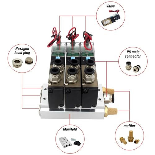 Électrovanne distributeur pneumatique 5 voies 2 positions DC 24V AC 220V