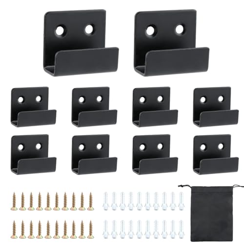 Image of 10 pcs Tile Wall Hangers, Stainless Steel U-Shaped Wall Brackets with 20 Screws+20 Expansion Tubes+1 Storage Bag, Billboard Holder Brackets for Mirrors, Picture Frame(Black)