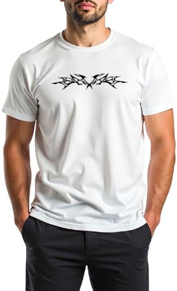 HippieShippie Unisex Cotton Regular Fit Half Sleeves Tribal Tattoo-1 Graphic Printed Casual T-Shirt with Cool and Funky Design for Parties, Gym, Sports, Travelling