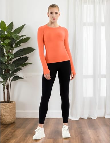 Image of MathCat Seamless Workout Shirts for Women Long Sleeve Yoga Tops Sports Running Shirt Breathable Athletic Top Slim Fit XS-XL