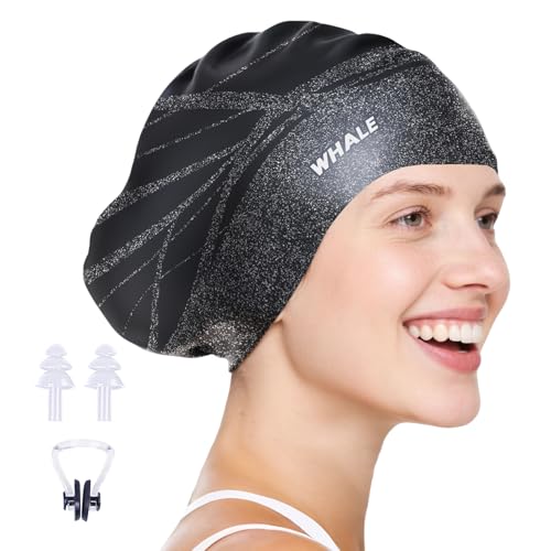 WHALE Extra Large Swim Cap Designed for Men and Women with Thick, Long Hair, Hair Extensions Or...
