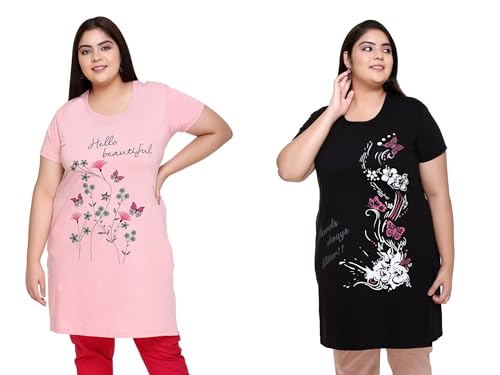 Image of In Love Women's Plus Size Cotton Printed T-Shirt with Pocket - Combo Pack of 2