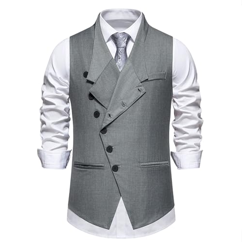 Mens Suit Vest Slim Fit Western Dress Vests with Oblique Button Vintage Victorian Waistcoat for Business Wedding Party2
