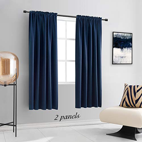 Image of DONREN Blue Curtains 72 Inch Length Thermal Insulated Room Darkening Blackout Curtains for Bedroom,Set of 2 Panels