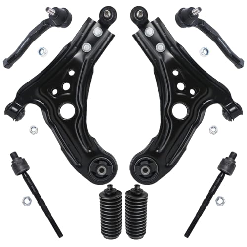 Image of Detroit Axle - 8pc Front End Suspension Kit for Chevy Aveo Aveo5 Pontiac G3 Wave Wave5 Suzuki Swift+ 2 Lower Control Arms w /Ball Joints 4 Inner & Outer Tie Rod End Links 2 Boots Replacement