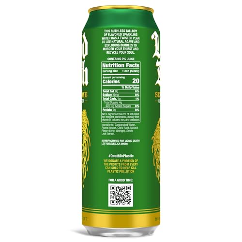 Image of Liquid Death Soda-Flavored Sparkling Water - Severed Lime (Classic Lime Soda), Less Sugar*, Huge Flavor, No Artificial Sweeteners, King Size 19.2 Fl Oz (Pack of 12)