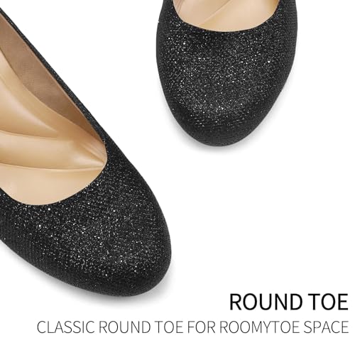 Image of mysoft Women's Wedge Pumps Low Heel Closed Toe 2in Dress Shoes