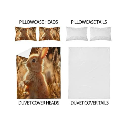 Housse de couette animaux imprimé 3D microfibre 260x220 cm - 4