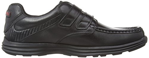 Image of Kickers Men's Reasan Twin Strap Black Leather School Shoes | Sporty Comfort | Durable & Flexible | Premium Quality, Black, 46
