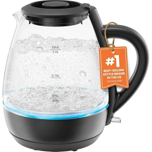 Tetera Eléctrica de Vidrio 1L con Luz LED y Apagado Automático
