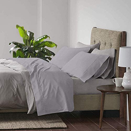 Image of 1800 Brushed Microfiber Bedsheet | Bedsheets | Bed Sheet | chadar - Soft and Breathable - Flat Sheet with 2 Pillow Cover - Double Size Light Grey Solid