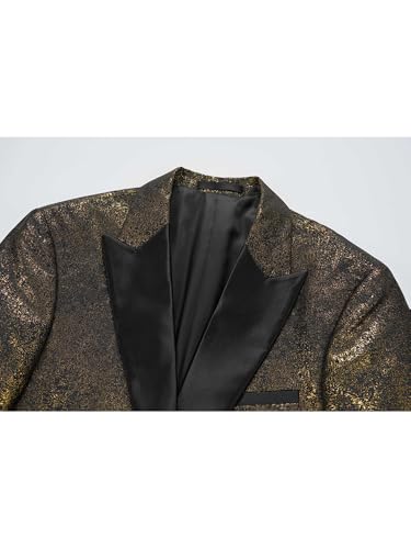 Luxurious Black Gold Galaxy Wedding Suits for Men Blazer Shawl Lapel One Button Flap Pocket Evening Party Formal3
