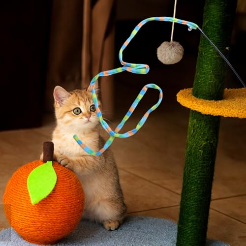 Image of Cat Wand Toys Interactive Kitten Toys-3 Packs | Cat Teaser Wand String feather for Indoor Colorful ribbon wands Stick Toy Cat Charmer