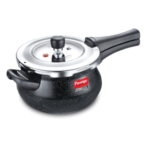 Image of Prestige 3 Litre Stainless Steel Deluxe Alpha Granite Svachh Outer Lid Pressure Cooker | Handi | Deep Lid for Spillage Control | Gas & Induction Compatible | 10Y Warranty | ISI Certified