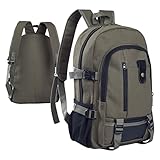 Abonda Mochila para Hombre, Mochila para Ordenador portátil, Escuela, Lona Verde para Acampar y Trabajar, 22 cm x 30 cm x 42 cm