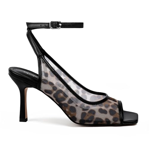 Image of Modatope Womens Heels Square Open Toe High Heels Ankle Strap Heeled Sandals for Women Party Wedding