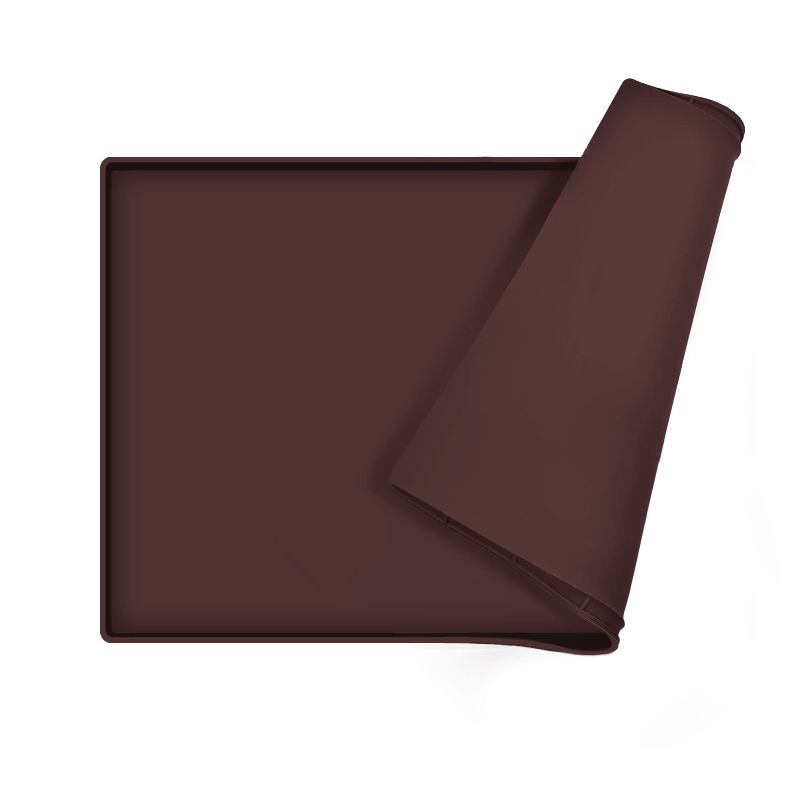 EIOKIT haved shaved,Silicone Waterproof Dog Cat Food Tray,Non Slip Pet Bowl Mats Placemat,Size:(18.5" x 11.5") 0.6",(24" x 16") 0.6",(28" x 18") 0.8",(32" x 24") 1" Raised Edge — image 1