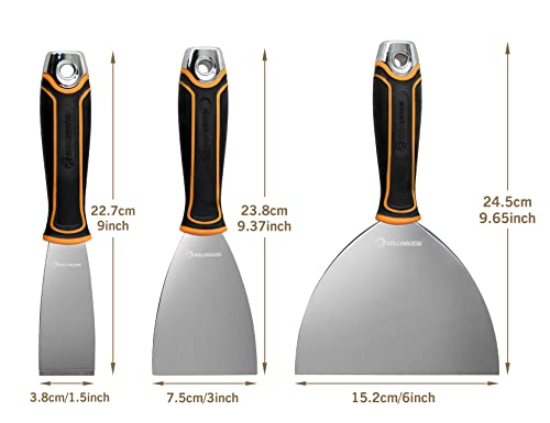 Rollingdog 3Pc Putty Knife Set -1.5"Chisel Scraper,3"Flexible Putty Knife And 6"Joint Knife,For Paint Scraper,Drywall Repair And Wallpaper Stripping #TOP5