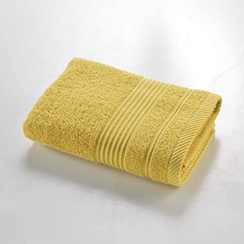 Douceur d'Intérieur, Serviette de Toilette (50 x 90 cm) Tendresse Mimosa, Eponge Unie 100% Coton