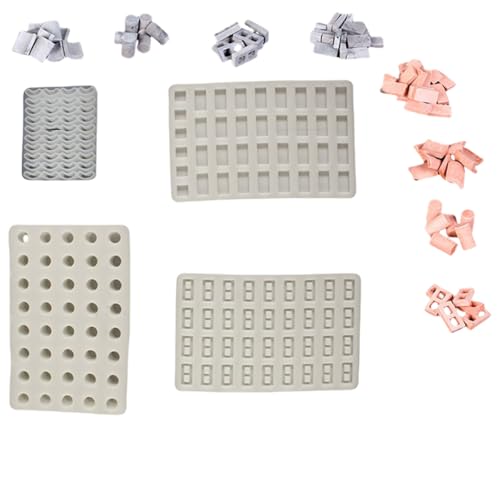 letsgetfun 4 Pcs Little Bricks Silicone Mould Miniatures Mini Building Blocks Hand Mould Dollhouse Mini Bricks Mold DIY Mould Making Tools
