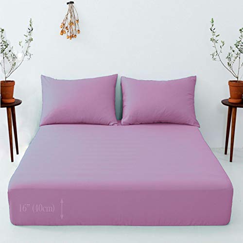 Shopping Zone Express Extra Deep Fitted Bed Sheets 16” (40cm) Poly-Cotton Ultra Soft Wrinkle Free Percale Plain Sheet Bedding