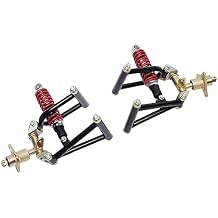12Go Kart Kit Front Suspension Shock Swing Arm Full Kit,Upper/Lower Swingarm Steering Strut Knuckle Spindle, For ATV Quad Bike Go Kart Buggy DIY Parts Front Suspension Swingarm Assembly 3 Holes