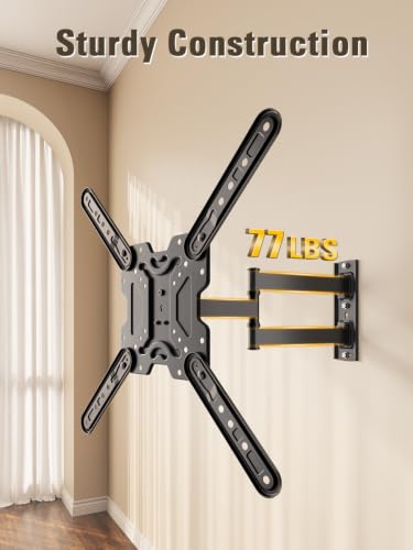 Image of Mounting Dream UL Listed TV Wall Mount for Most 26-60 Inch TV Full Motion | Corner TV Mount Design, Articulating Wall Mount TV Bracket Swivel and Tilt, Single Stud Max VESA 400x400mm, Up to 77LBS