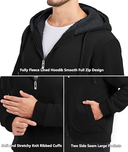 GEEK LIGHTING Men’s Fleece-Lined Zip Up Hoodie, Thick Hooded Jacket Winter Warm Athletic Sweatshirt4