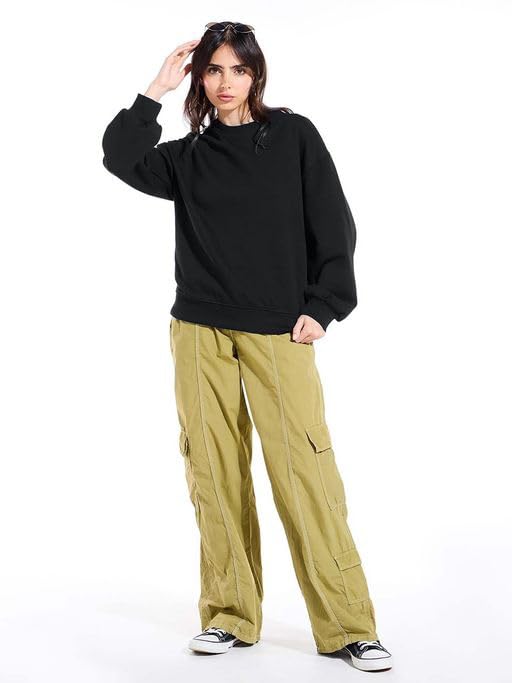 Image of Women's Pure Cotton Winterwear Full Sleeve Crew Neck Oversized Sweatshirt