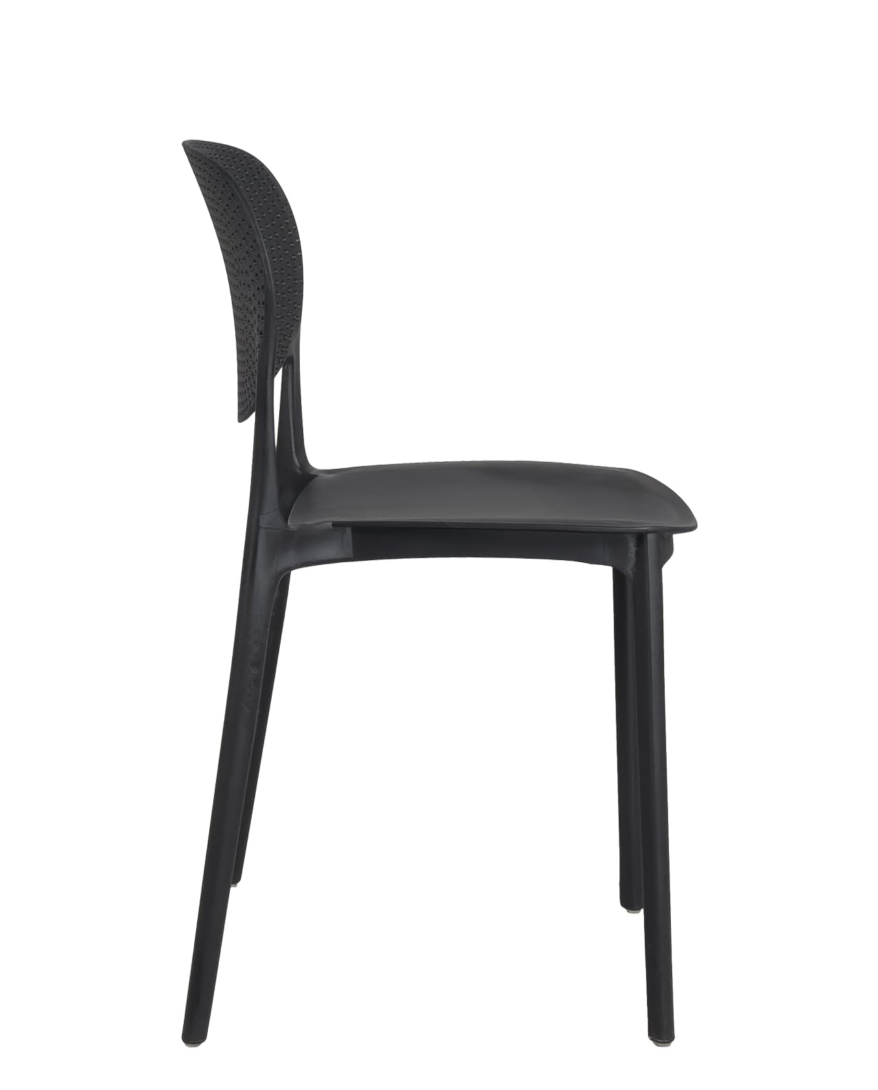 KAYELLES Lot de 4 chaises de Cuisine Noires empilables en Plastique Souple Dossier ajouré ABY (Noir)