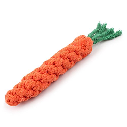Boowhol Pelotas de tenis para perros, pelotas de tenis con función de cuidado dental dental, zanahorias, cuerda de algodón, juguete, para tejer a mano, dientes limpios