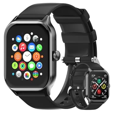 Smartwatch Tela Full Touch 1.85", Resistente à Água IP68, Compatível com iOS e Android, 120+ Modos Esportivos, Assistente de Voz, Faz e Recebe Ligações, Unissex, 3 Pulseiras, Preto