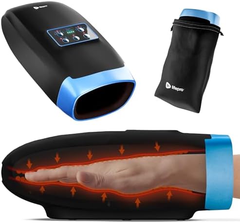 LifePro Legra Hand Massager with Heat and Compression - Finger, Wrist, and Palm Massager with 5 Modes - Pressure Point Therapy for Sensitive Hands, Relaxation, and Comfort